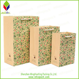 Flower Printing Kraft paper Carrier Bag